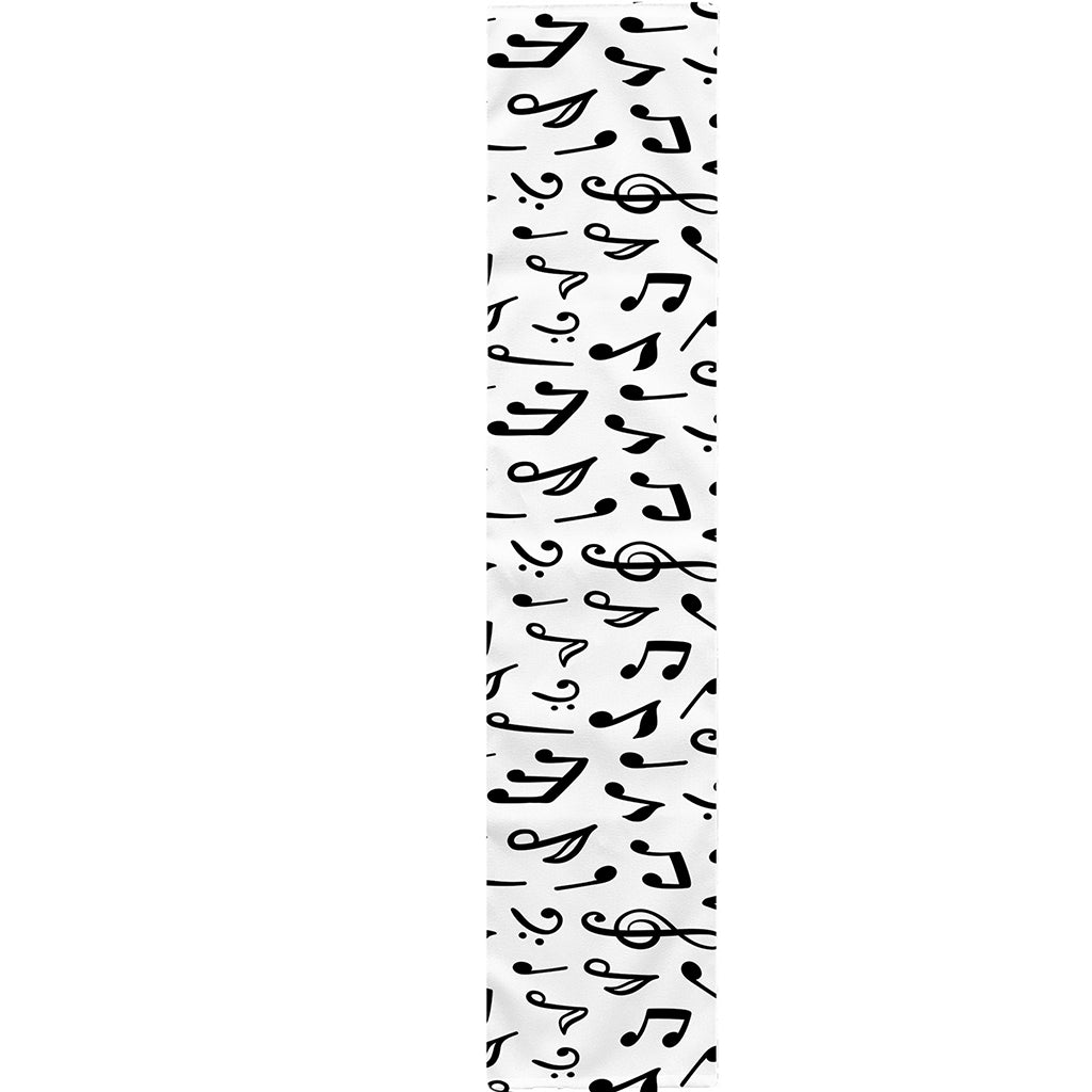 White And Black Music Note Pattern Print Table Runner