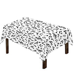 White And Black Music Note Pattern Print Tablecloth