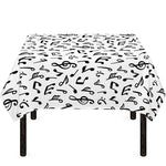 White And Black Music Note Pattern Print Tablecloth