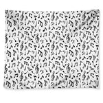 White And Black Music Note Pattern Print Tapestry