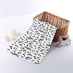 White And Black Music Note Pattern Print Towel