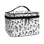 White And Black Music Note Pattern Print Travel Makeup Bag