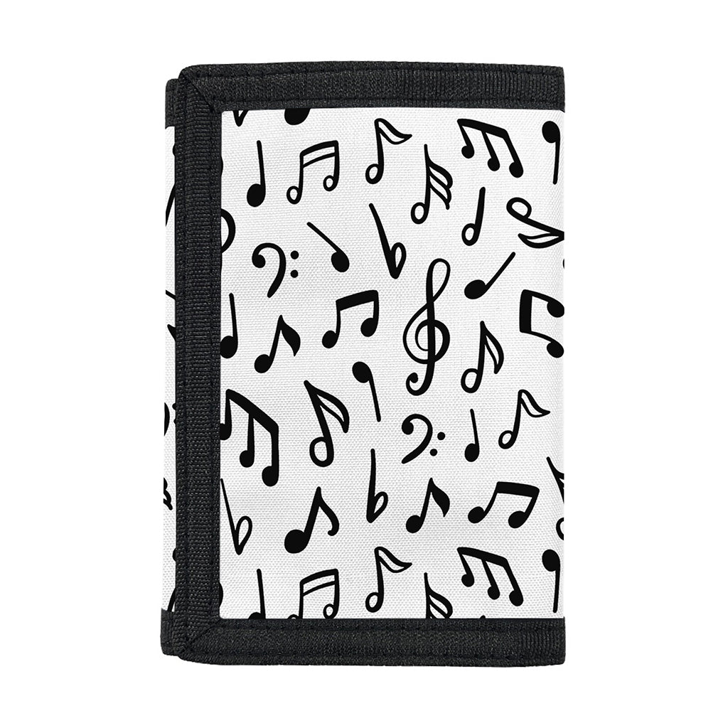 White And Black Music Note Pattern Print Trifold Wallet
