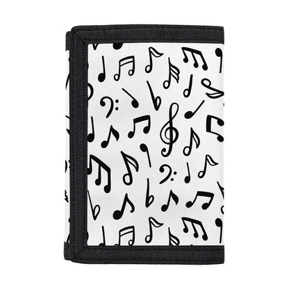 White And Black Music Note Pattern Print Trifold Wallet