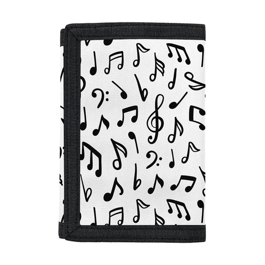 White And Black Music Note Pattern Print Trifold Wallet