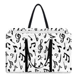 White And Black Music Note Pattern Print Utility Tote Bag