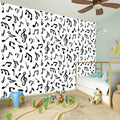White And Black Music Note Pattern Print Wall Sticker