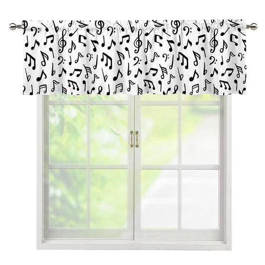 White And Black Music Note Pattern Print Window Valance