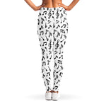 White And Black Music Note Pattern Print Women's Leggings