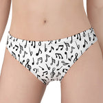 White And Black Music Note Pattern Print Women's Panties