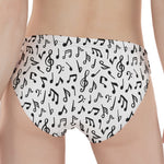 White And Black Music Note Pattern Print Women's Panties