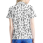 White And Black Music Note Pattern Print Women's Polo Shirt