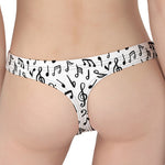 White And Black Music Note Pattern Print Women's Thong