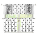 White And Black Paisley Bandana Print 3 Piece Kitchen Curtains
