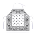 White And Black Paisley Bandana Print Adjustable Apron
