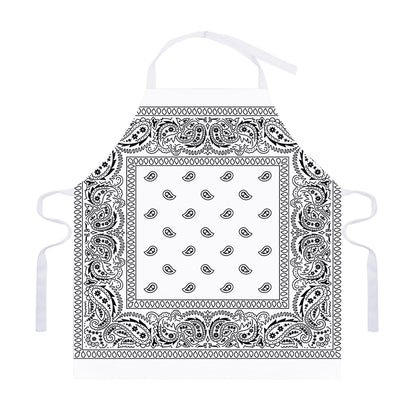 White And Black Paisley Bandana Print Adjustable Apron