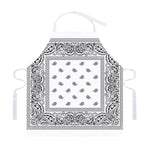 White And Black Paisley Bandana Print Adjustable Apron