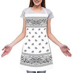 White And Black Paisley Bandana Print Adjustable Apron