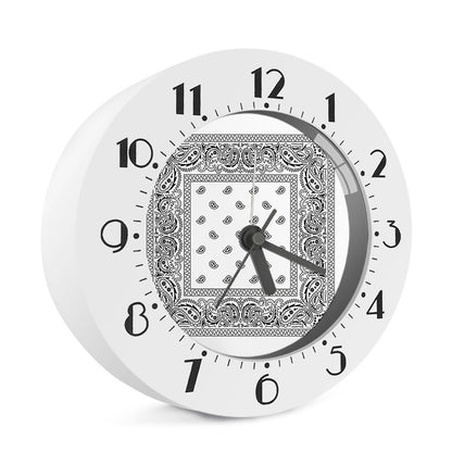 White And Black Paisley Bandana Print Alarm Clock