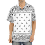 White And Black Paisley Bandana Print Aloha Shirt
