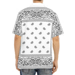 White And Black Paisley Bandana Print Aloha Shirt
