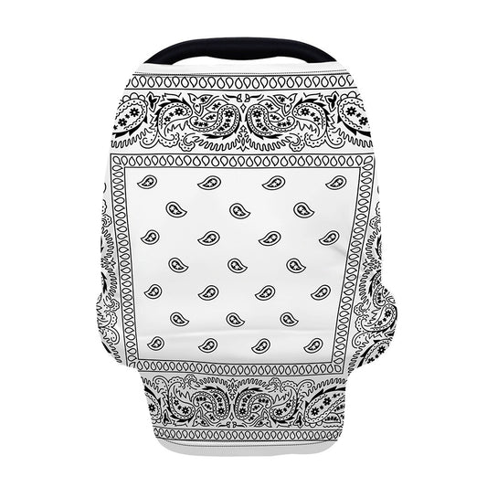 White And Black Paisley Bandana Print Baby Seat Cover