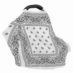 White And Black Paisley Bandana Print Baby Seat Cover