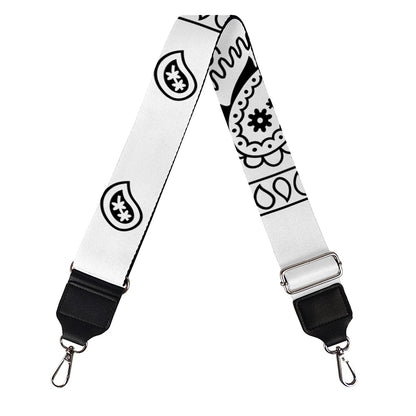 White And Black Paisley Bandana Print Bag Strap