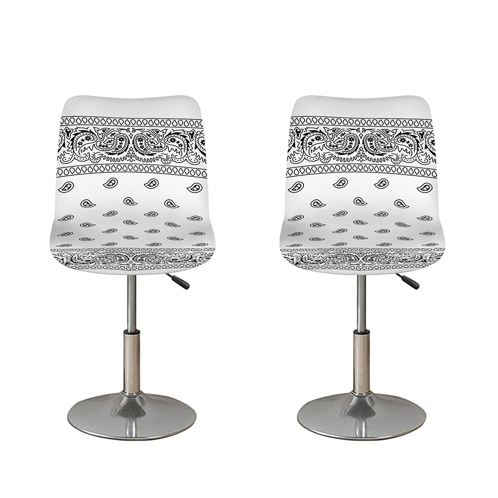 White And Black Paisley Bandana Print Bar Stool Covers