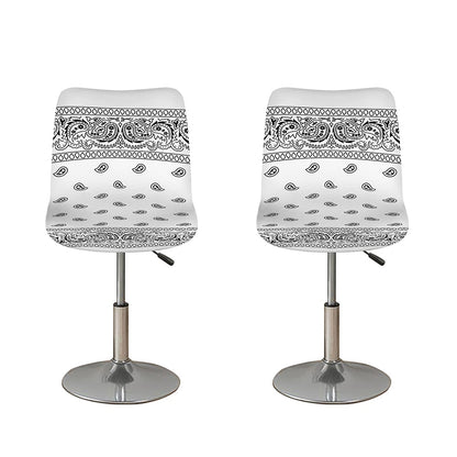 White And Black Paisley Bandana Print Bar Stool Covers