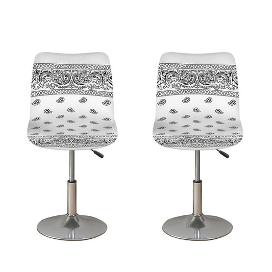 White And Black Paisley Bandana Print Bar Stool Covers