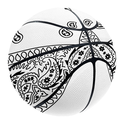White And Black Paisley Bandana Print Basketball