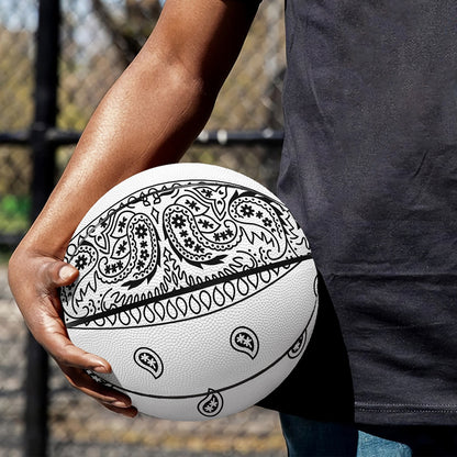 White And Black Paisley Bandana Print Basketball