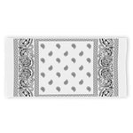 White And Black Paisley Bandana Print Beach Towel