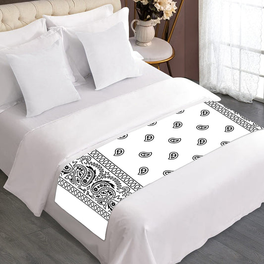 White And Black Paisley Bandana Print Bed Runner