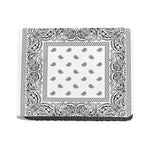 White And Black Paisley Bandana Print Bifold Wallet