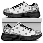 White And Black Paisley Bandana Print Black Chunky Shoes