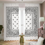 White And Black Paisley Bandana Print Blackout Pencil Pleat Curtains