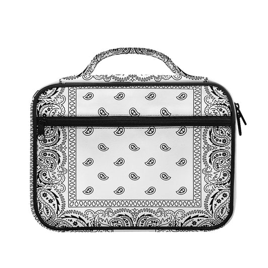 White And Black Paisley Bandana Print Briefcase Bible Bag