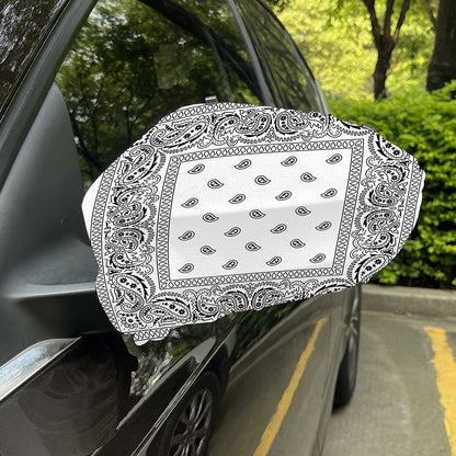 White And Black Paisley Bandana Print Car Side Mirror Covers