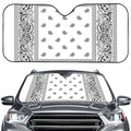 White And Black Paisley Bandana Print Car Windshield Sun Shade
