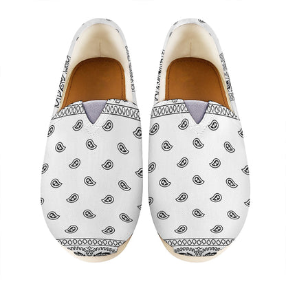 White And Black Paisley Bandana Print Casual Shoes