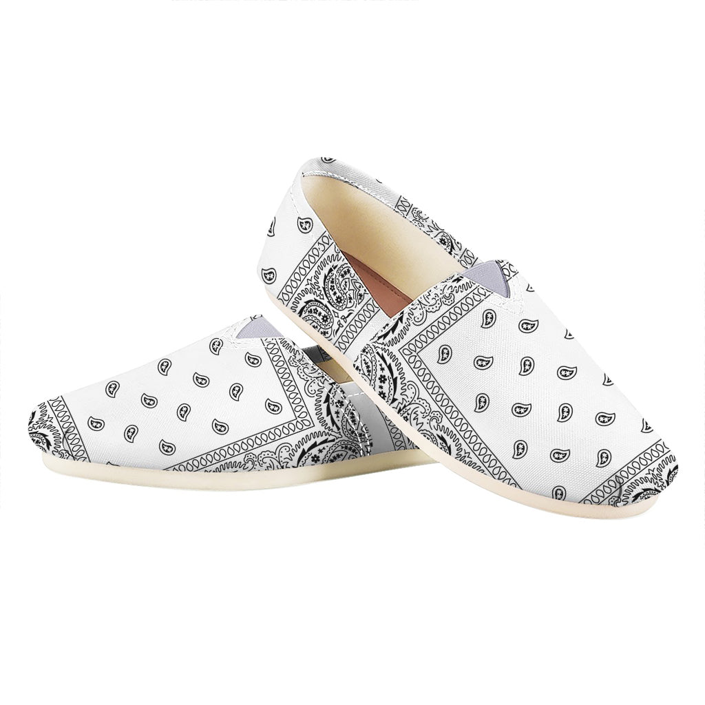 White And Black Paisley Bandana Print Casual Shoes
