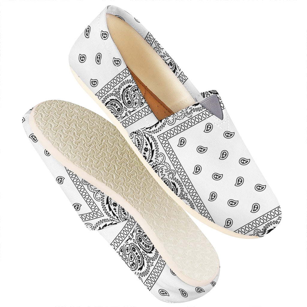 White And Black Paisley Bandana Print Casual Shoes