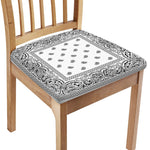 White And Black Paisley Bandana Print Chair Cushion Cover