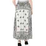 White And Black Paisley Bandana Print Chiffon Maxi Skirt