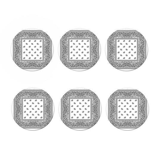 White And Black Paisley Bandana Print Coaster Set