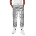 White And Black Paisley Bandana Print Cotton Sweatpants