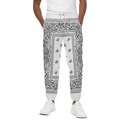 White And Black Paisley Bandana Print Cotton Pants
