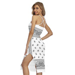 White And Black Paisley Bandana Print Cross Back Cami Dress